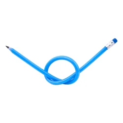 A blue flexible pencil tied in a knot elastyczny ołówek
